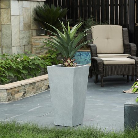 GREENGRASS LuxenHome Light Gray MgO 24.2in. H Tall Tapered Planter GR2684104